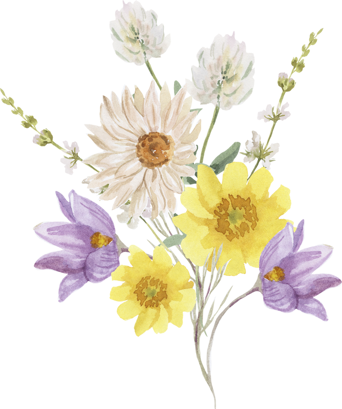 Watercolor wildflowers bouquet